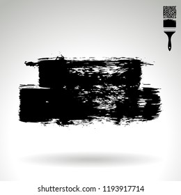 Black brush stroke and texture. Grunge vector abstract hand - painted element. Underline and border design.