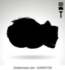 Black brush stroke and texture. Grunge vector abstract hand - painted element. Underline and border design.