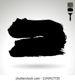 Black brush stroke and texture. Grunge vector abstract hand - painted element. Underline and border design.