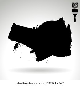 Black brush stroke and texture. Grunge vector abstract hand - painted element. Underline and border design.
