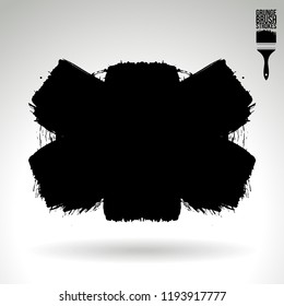 Black brush stroke and texture. Grunge vector abstract hand - painted element. Underline and border design.