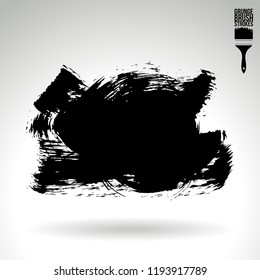 Black brush stroke and texture. Grunge vector abstract hand - painted element. Underline and border design.