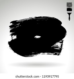 Black brush stroke and texture. Grunge vector abstract hand - painted element. Underline and border design.