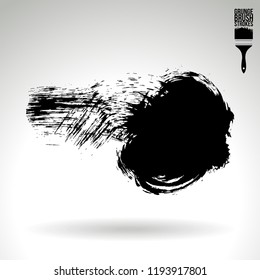 Black brush stroke and texture. Grunge vector abstract hand - painted element. Underline and border design.