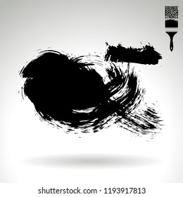 Black brush stroke and texture. Grunge vector abstract hand - painted element. Underline and border design.