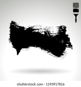 Black brush stroke and texture. Grunge vector abstract hand - painted element. Underline and border design.