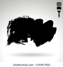 Black brush stroke and texture. Grunge vector abstract hand - painted element. Underline and border design.