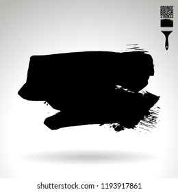 Black brush stroke and texture. Grunge vector abstract hand - painted element. Underline and border design.