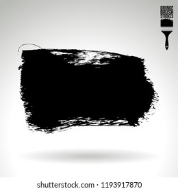 Black brush stroke and texture. Grunge vector abstract hand - painted element. Underline and border design.