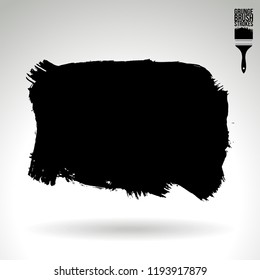 Black brush stroke and texture. Grunge vector abstract hand - painted element. Underline and border design.