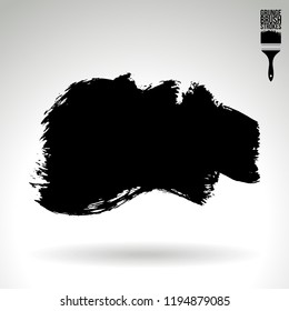 Black brush stroke and texture. Grunge vector abstract hand - painted element. Underline and border design.