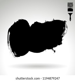 Black brush stroke and texture. Grunge vector abstract hand - painted element. Underline and border design.