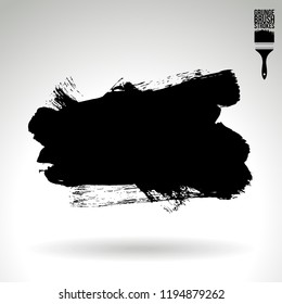 Black brush stroke and texture. Grunge vector abstract hand - painted element. Underline and border design.