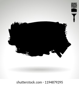 Black brush stroke and texture. Grunge vector abstract hand - painted element. Underline and border design.