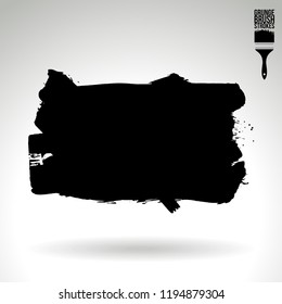 Black brush stroke and texture. Grunge vector abstract hand - painted element. Underline and border design.