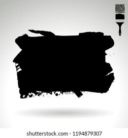 Black brush stroke and texture. Grunge vector abstract hand - painted element. Underline and border design.
