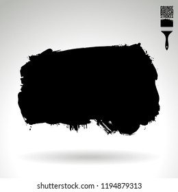 Black brush stroke and texture. Grunge vector abstract hand - painted element. Underline and border design.