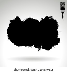 Black brush stroke and texture. Grunge vector abstract hand - painted element. Underline and border design.