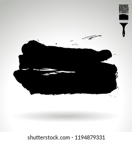 Black brush stroke and texture. Grunge vector abstract hand - painted element. Underline and border design.