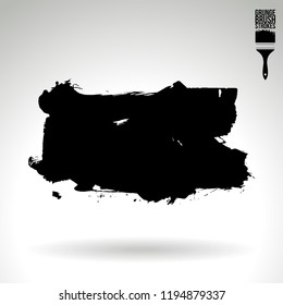 Black brush stroke and texture. Grunge vector abstract hand - painted element. Underline and border design.