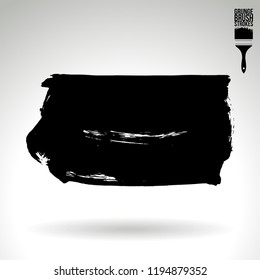 Black brush stroke and texture. Grunge vector abstract hand - painted element. Underline and border design.