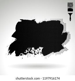 Black brush stroke and texture. Grunge vector abstract hand - painted element. Underline and border design.