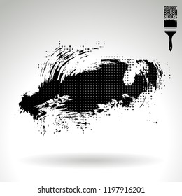 Black brush stroke and texture. Grunge vector abstract hand - painted element. Underline and border design.
