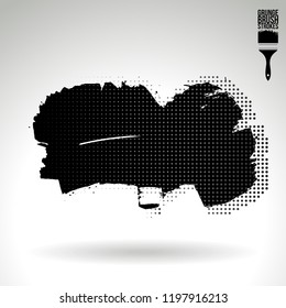 Black brush stroke and texture. Grunge vector abstract hand - painted element. Underline and border design.