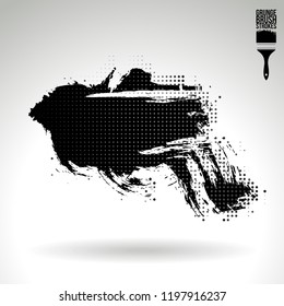 Black brush stroke and texture. Grunge vector abstract hand - painted element. Underline and border design.