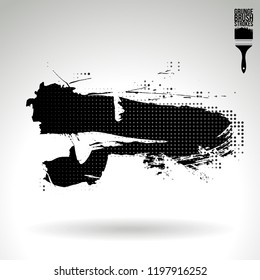 Black brush stroke and texture. Grunge vector abstract hand - painted element. Underline and border design.