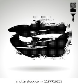 Black brush stroke and texture. Grunge vector abstract hand - painted element. Underline and border design.