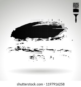 Black brush stroke and texture. Grunge vector abstract hand - painted element. Underline and border design.