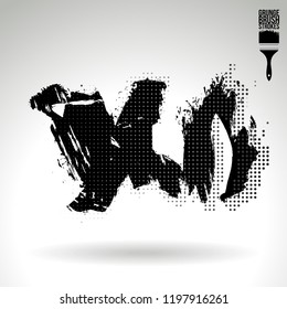 Black brush stroke and texture. Grunge vector abstract hand - painted element. Underline and border design.