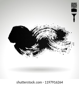 Black brush stroke and texture. Grunge vector abstract hand - painted element. Underline and border design.