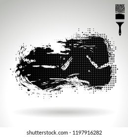 Black brush stroke and texture. Grunge vector abstract hand - painted element. Underline and border design.