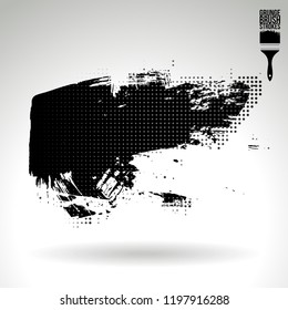 Black brush stroke and texture. Grunge vector abstract hand - painted element. Underline and border design.