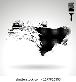 Black brush stroke and texture. Grunge vector abstract hand - painted element. Underline and border design.