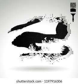 Black brush stroke and texture. Grunge vector abstract hand - painted element. Underline and border design.