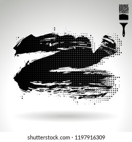 Black brush stroke and texture. Grunge vector abstract hand - painted element. Underline and border design.