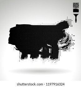 Black brush stroke and texture. Grunge vector abstract hand - painted element. Underline and border design.