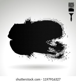 Black brush stroke and texture. Grunge vector abstract hand - painted element. Underline and border design.