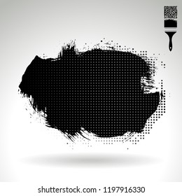 Black brush stroke and texture. Grunge vector abstract hand - painted element. Underline and border design.