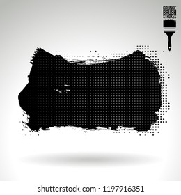 Black brush stroke and texture. Grunge vector abstract hand - painted element. Underline and border design.
