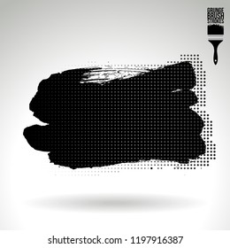 Black brush stroke and texture. Grunge vector abstract hand - painted element. Underline and border design.