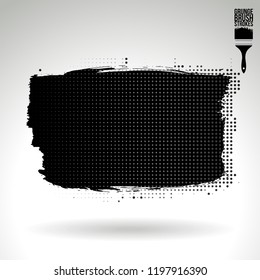 Black brush stroke and texture. Grunge vector abstract hand - painted element. Underline and border design.
