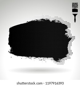 Black brush stroke and texture. Grunge vector abstract hand - painted element. Underline and border design.