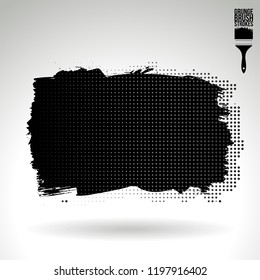 Black brush stroke and texture. Grunge vector abstract hand - painted element. Underline and border design.