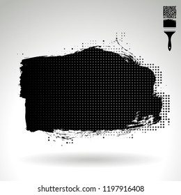 Black brush stroke and texture. Grunge vector abstract hand - painted element. Underline and border design.
