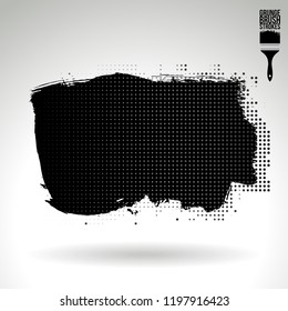 Black brush stroke and texture. Grunge vector abstract hand - painted element. Underline and border design.