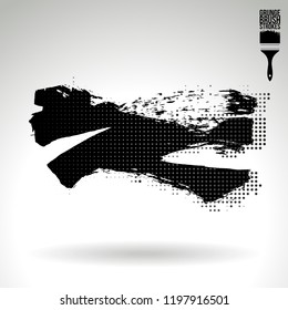 Black brush stroke and texture. Grunge vector abstract hand - painted element. Underline and border design.